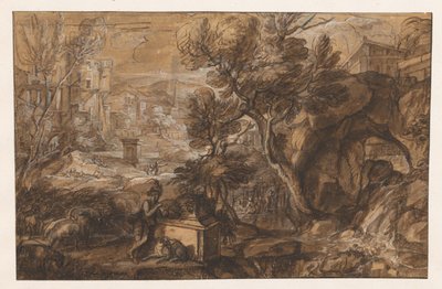 Paysage avec berger près d