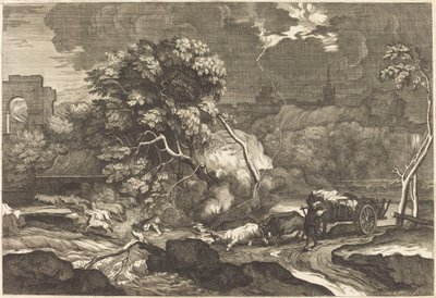 Paysage avec un charretier effrayé - Sébastien Bourdon