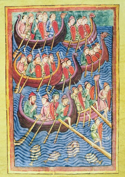 Les Vikings débarquant en Angleterre lors de la deuxième vague de migration - Scandinavian School
