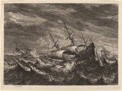 Voiliers dans une tempête - Schelte Adams Bolswert after Andries van Eertvelt
