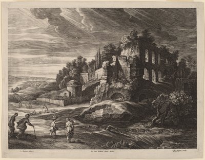 Paysage avec de grandes ruines romaines - Schelte Adams Bolswert after Sir Peter Paul Rubens