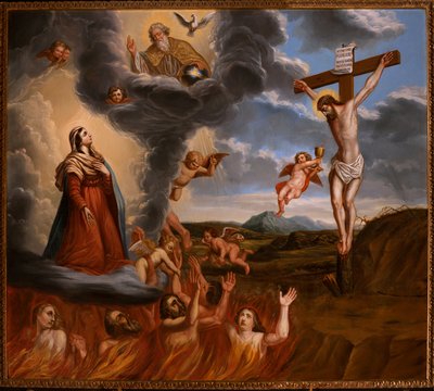 La médiation de la Sainte Marie pour le purgatoire. Fin 17ème siècle - School Belgian