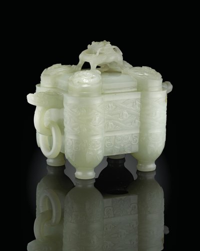 Vase archaïque et couvercle, Tulu, période Qianlong (1736-95) - School Chinese