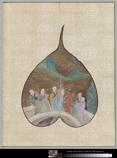 Feuille de Bodhi avec peinture de Luohan - School Chinese