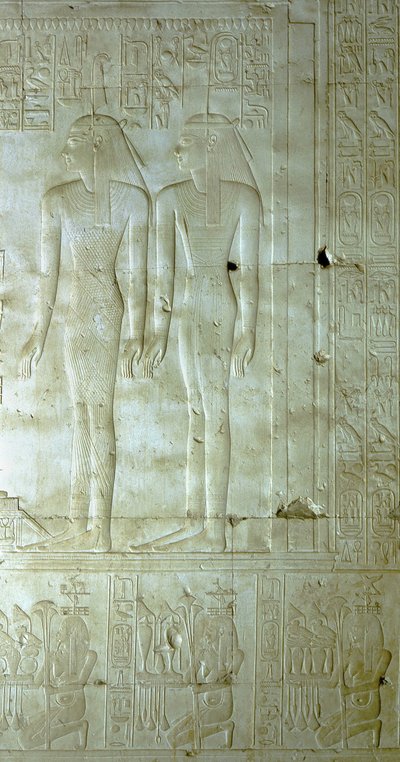 ABYDOS : Temple de Seti (Sethi) I pour Osiris. Déesses accompagnant le Pharaon. - School Egyptian