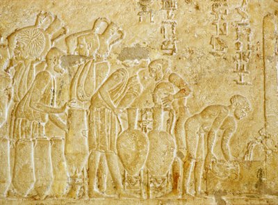 Égypte ancienne, peinture murale, Tombe de Petosiris, 300 av. J.-C., Tuna el-Gebel, Collecte et mise en bouteille du vin - School Egyptian