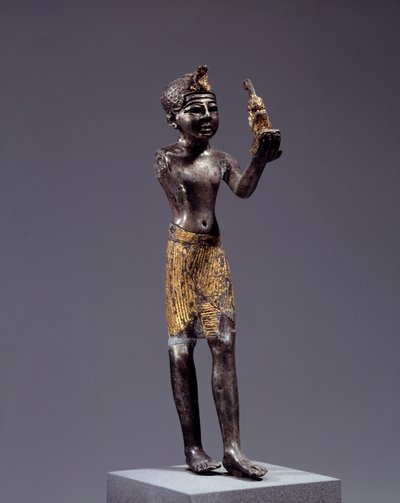Antiquité égyptienne : statuette du roi (Sethi I ?) faisant l