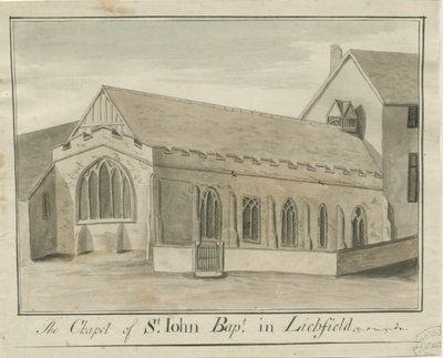 Lichfield - Chapelle Saint-Jean : dessin à la plume et au sépia, nd [vers 1770] - School English