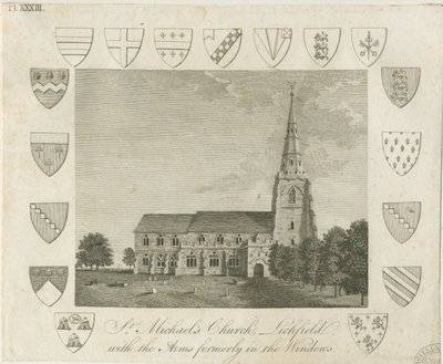 Lichfield - Église Saint-Michel : gravure, nd [?fin 18e siècle] - School English