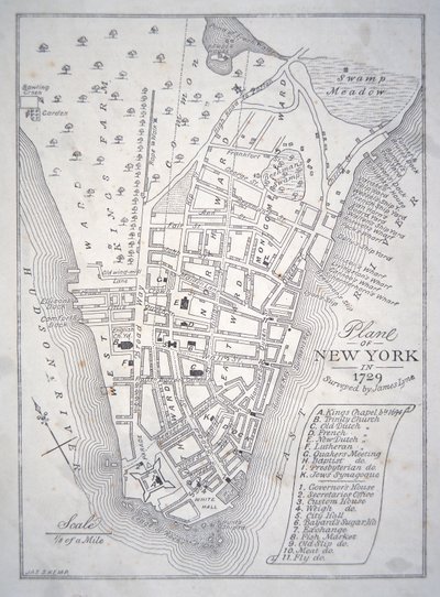 Plan de New York en 1729 - School English