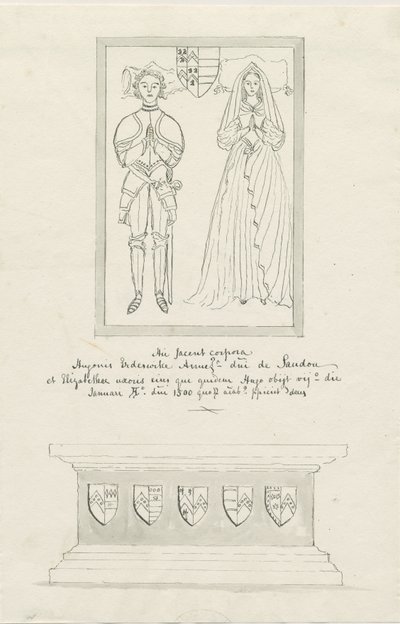 Église de Sandon - Tombe de Hugh Erdeswicke et Elizabeth Harcourt - School English
