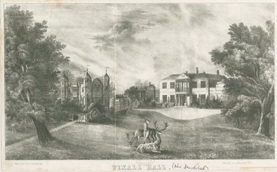 Tixall Hall et La Porte (lithographie) - School English