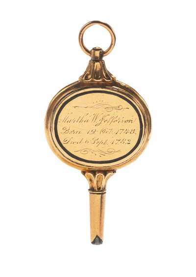 Clé de montre gravée memento mori, avec mèche de cheveux de Martha Wayles Jefferson, fin XVIIIe - début XIXe siècle - School European