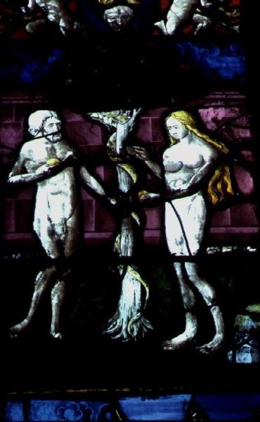 Fenêtre représentant Adam et Ève et le Serpent - School French