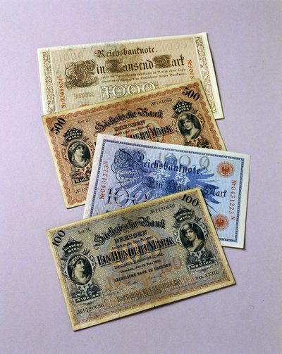 Billets de banque allemands en circulation de 1876 à 1917 - School German