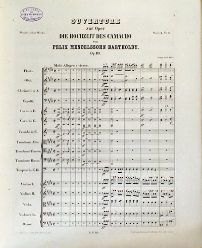 Partition de « Die Hochzeit des Camacho » par Felix Mendelssohn - School German