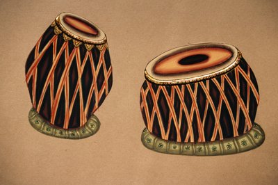Peinture miniature sur papier, instrument de musique classique indien Tabla - School Indian