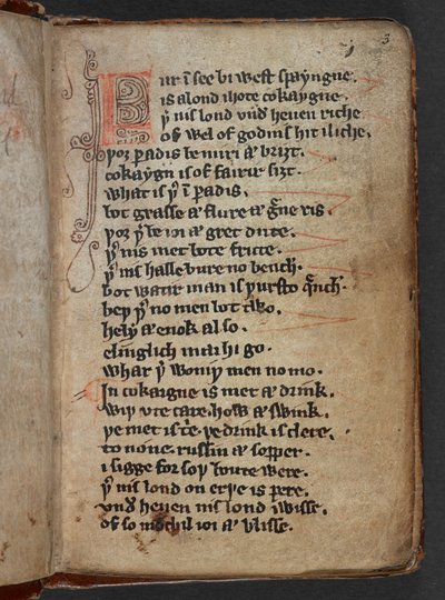Harley MS 913, f.3r de Kildare Poems ou Kildare Lyrics (vélin) - School Irish