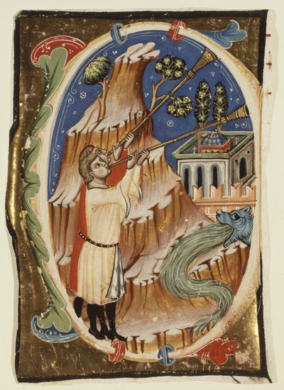 Scène apocalyptique, fin 13e-début 14e siècle (tempera et feuille d