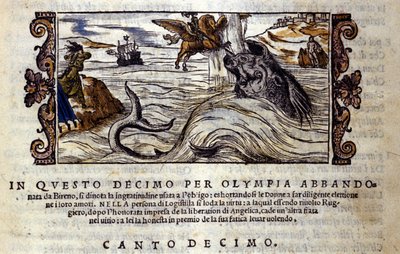 Scène du poème chevaleresque "Orlando Furioso" (Roland Furieux) de Ludovico Ariosto (1474 - 1533) - School Italian