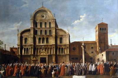 Venise. Visite du Doge à Saint-Zaccharie pour la fête de Pâques. Venise, Pinacoteca Querini - Stampalia - School Italian