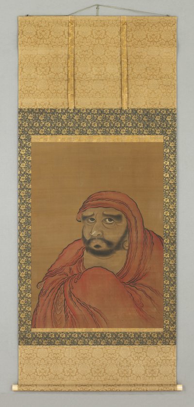 Grande tête avec draperie (de Daruma) (rouleau suspendu) - Japanese School