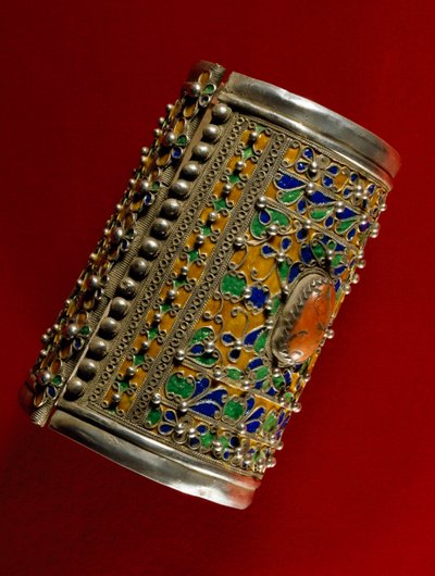 Bracelet en corail, argent et émail, Maroc - School Moroccan