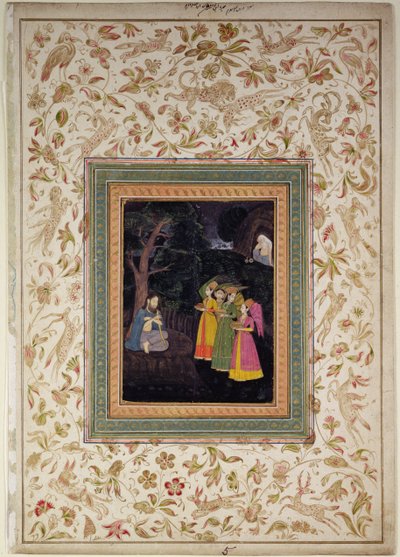 Sultan Ibrahim Adham de Balkh avec des anges, Album Johnson VI, n°5, vers 1770-80 - School Mughal