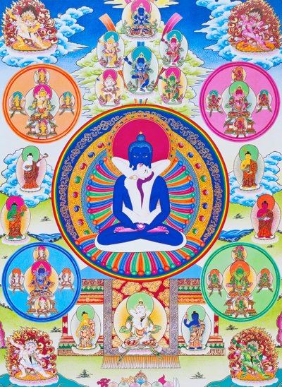 Image représentant Samantabhadra, avec sa consort, symbolisant l