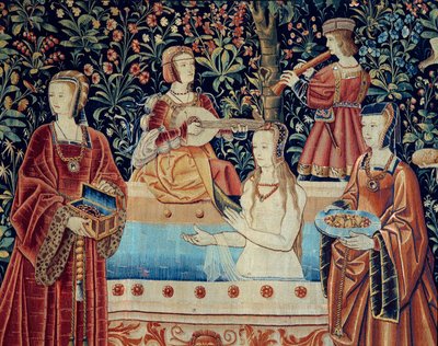 La vie seigneuriale : le bain (détail) - School Netherlandish