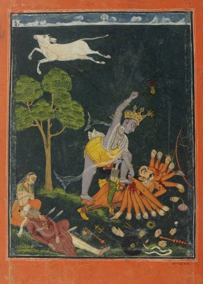 Parasurama tuant Karttavirya Arjuna, Chamba ou Bilaspur, Himachal Pradesh, vers 1750-60 - School Pahari