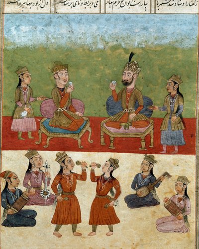 Art islamique : concert et divertissement dans un harem (Shahnameh) - School Persian