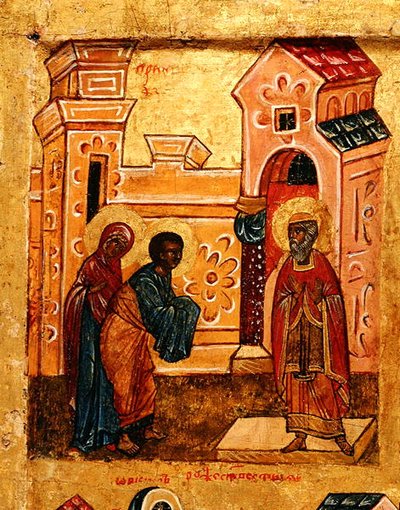 Icône représentant Joachim et Anne visitant le Temple de Jérusalem (détail) - School Russian