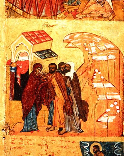 Icône représentant une scène de la Vie de la Vierge, vers 1550 (détail) - School Russian