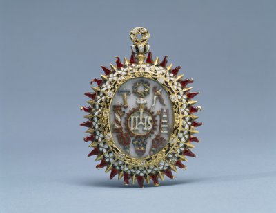 Pendentif à deux faces avec des symboles du Christ et de la Passion, et le Christ dans le Temple parmi les anciens, fin du XVIe-début du XVIIe siècle - School Spanish