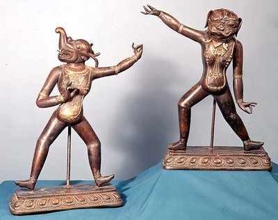 Deux figures de Dakinis (bronze) - School Tibetan