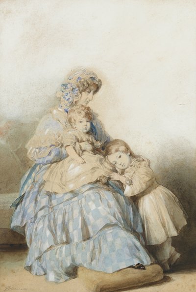 Reine Maria Amalia des Français, avec les enfants du prince Louis, duc de Nemours, 1845 - School of Franz Xaver Winterhalter