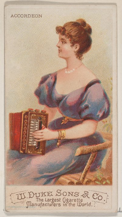 Accordéon, de la série Instruments de musique N82 pour les cigarettes de marque Duke, 1888 - Schumacher and Ettlinger