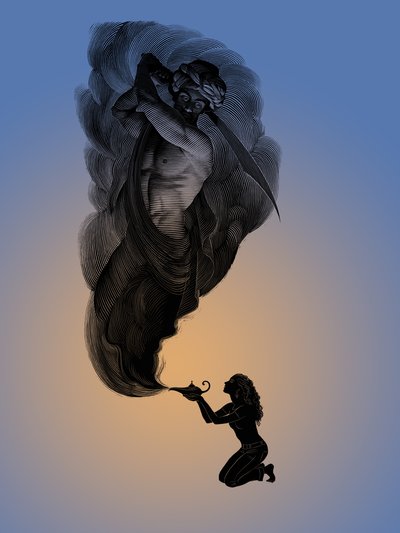 1001, 2006 (scratchboard, colorisé numériquement) - Scott McKowen
