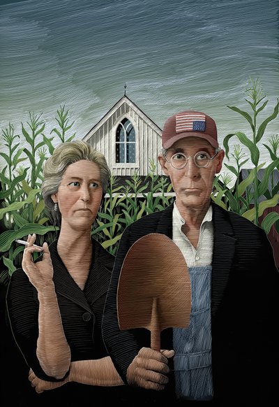 Buried Child, 2018 (scratchboard, colorisé numériquement) - Scott McKowen