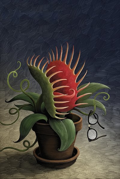 La petite boutique des horreurs, 2015 (planche à gratter, colorisée numériquement) - Scott McKowen