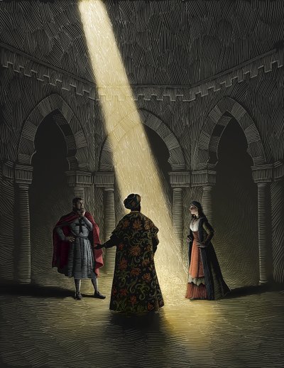 Nathan le sage, 2008 (scratchboard, colorisé numériquement) - Scott McKowen