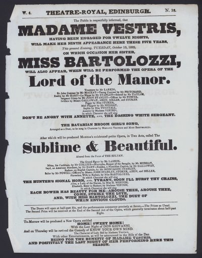 Programme de théâtre pour le Theatre Royal, Édimbourg - Scottish School