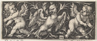 Panneau horizontal avec un aigle flanqué de deux génies, 1544 - Sebald Beham