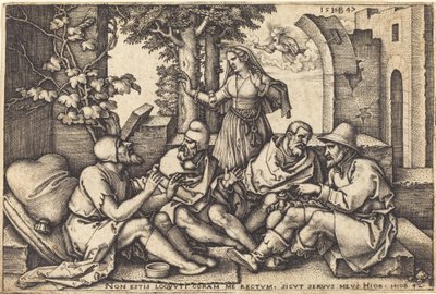 Job conversant avec ses amis - Sebald Beham