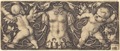 Ornement avec armure et deux génies - Sebald Beham