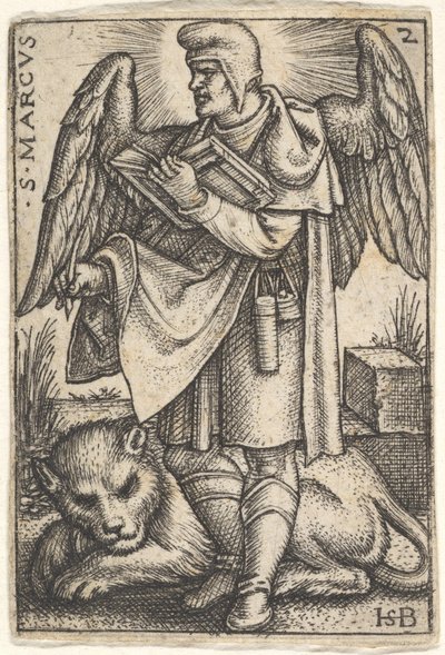 Planche 2 : Saint Marc, sa tête tournée de profil vers la gauche, avec un livre ouvert dans sa main droite - Sebald Beham