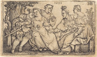 Deux couples amoureux avec clown - Sebald Beham