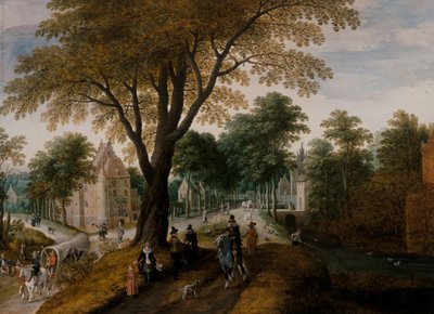 Avenue avec un élégant cavalier - Sebastian Vrancx