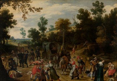 Paysage avec voyageurs attaqués par des voleurs - Sebastian Vrancx